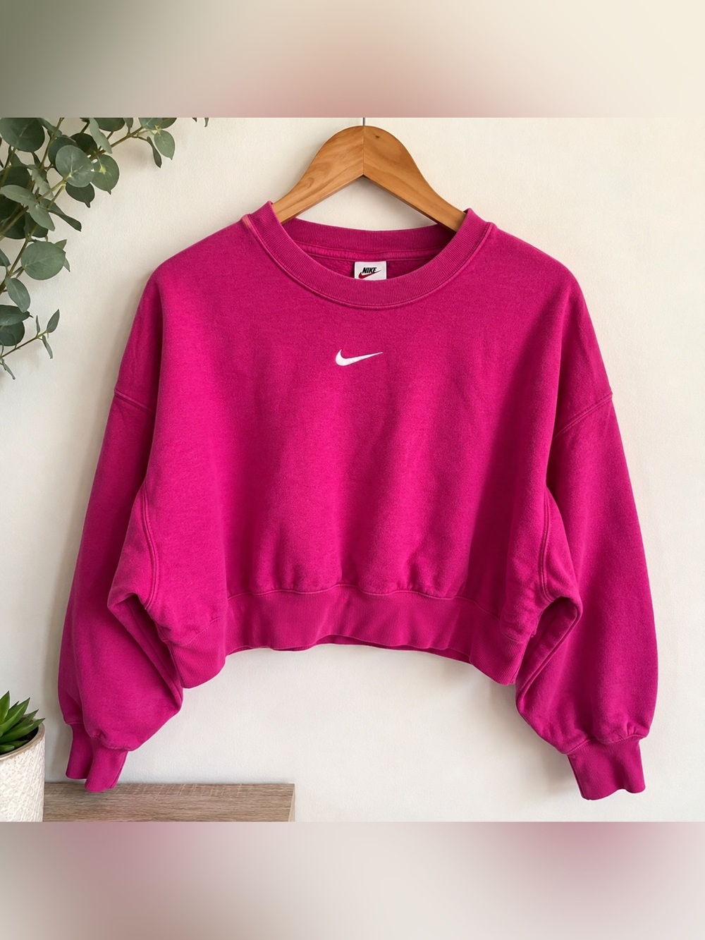 Nike Pink Swoosh Cropped Sweatshirt